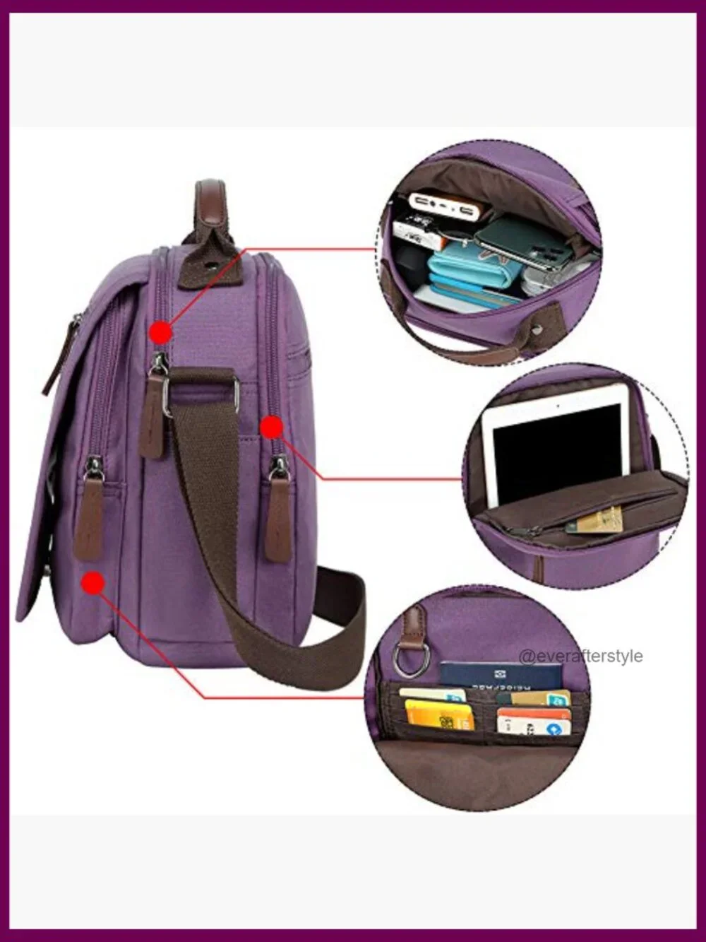 Small Canvas Crossbody Shoulder Messenger Bag with Multiple Pockets